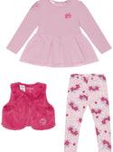 GUESS Pink Top Leggings Vest 3 Piece Set (0-24M) front view