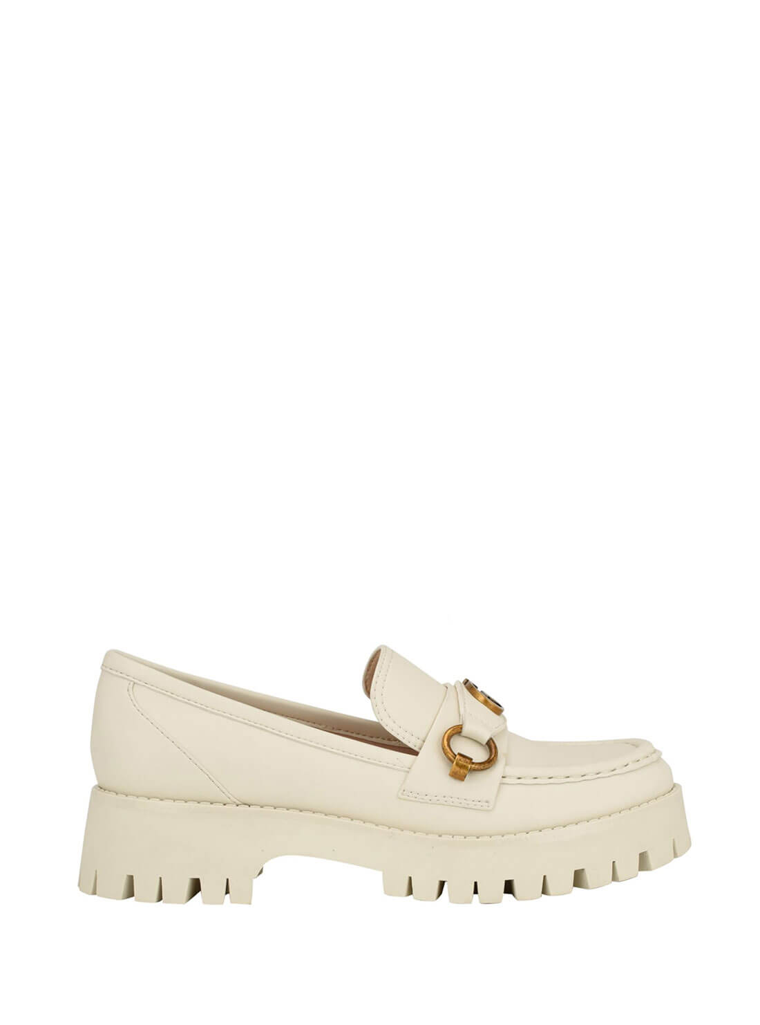 White Almost Loafers | GUESS Women's Shoes | side view