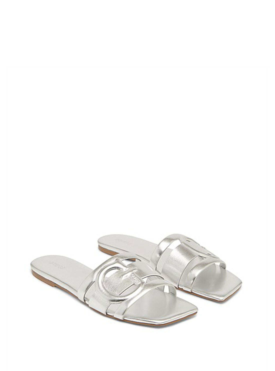 GUESS Womens Silver Caffy Sandals front view
