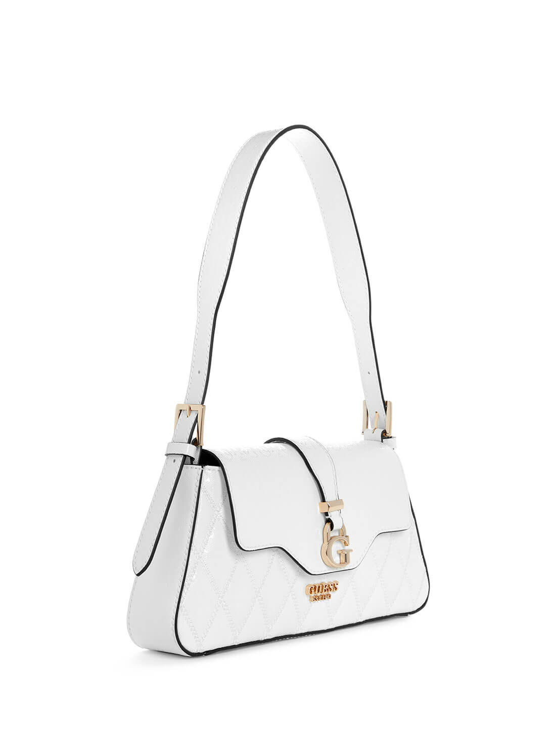 White Logo Adi Shoulder Bag | GUESS Women's Handbags | side view