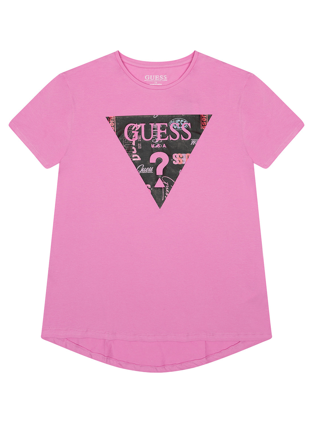 GUESS Big Girl Ciclamino Pink Logo T-Shirt (7-16) J3RI32K6YW1 Front View