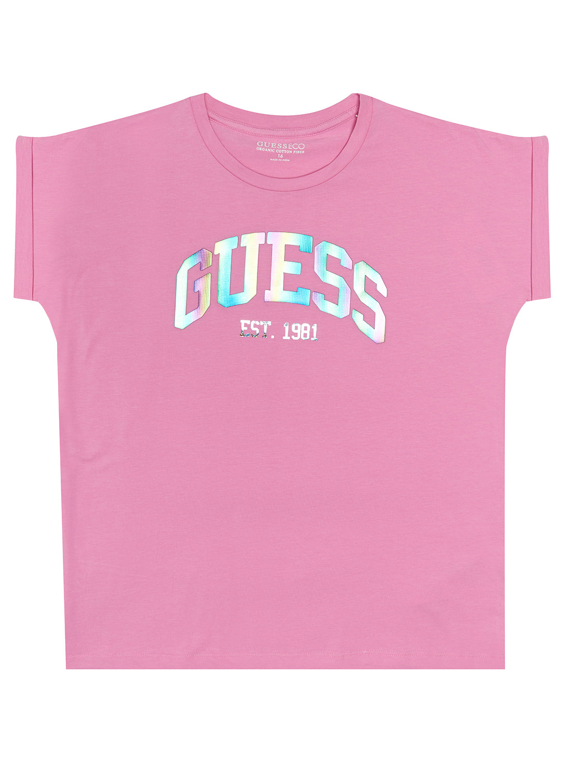 GUESS Big Girl Ciclamino Vibes Metallic Logo T-Shirt (7-16) J3RI33K6YW1 Front View
