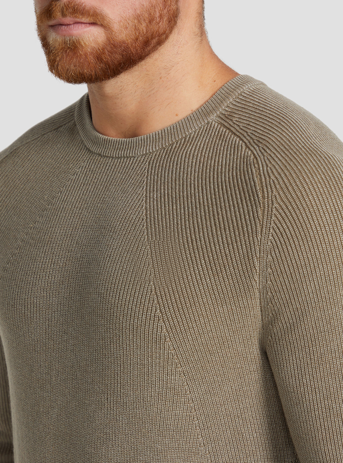 GUESS Men's Walnut Shell Russel Ribbed Knit Top M3RR23Z2BB0 Detail View