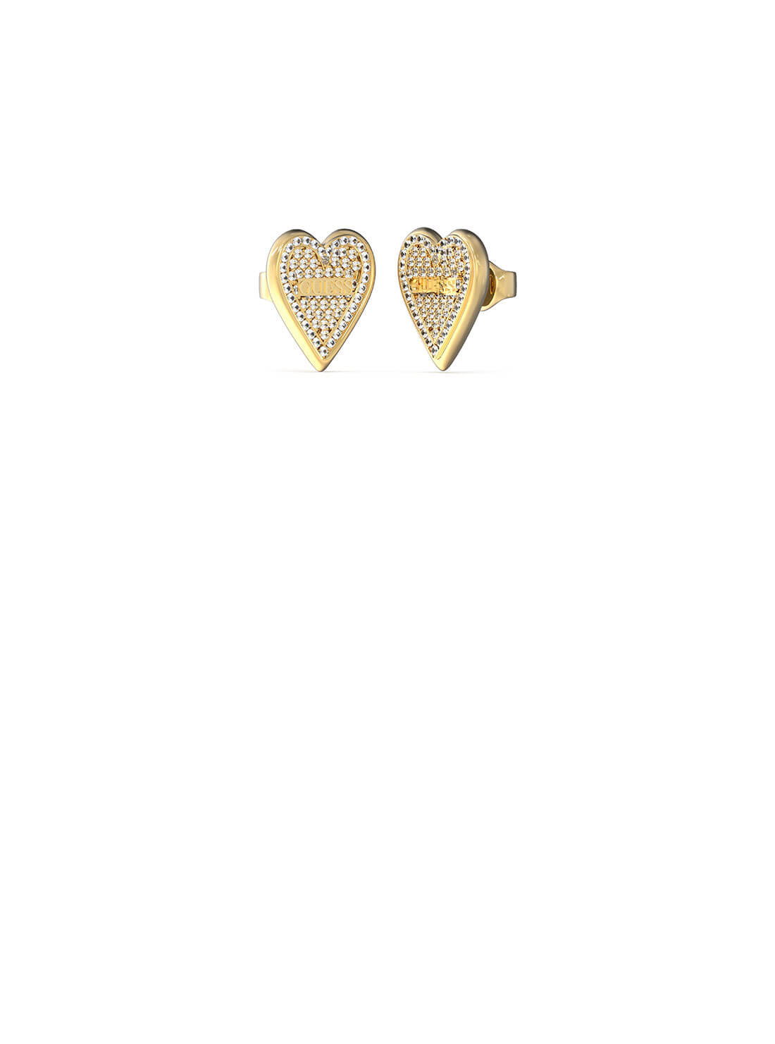 Gold Love Me Tender Glitter Stud Earrings | GUESS Women's Jewellery | front view