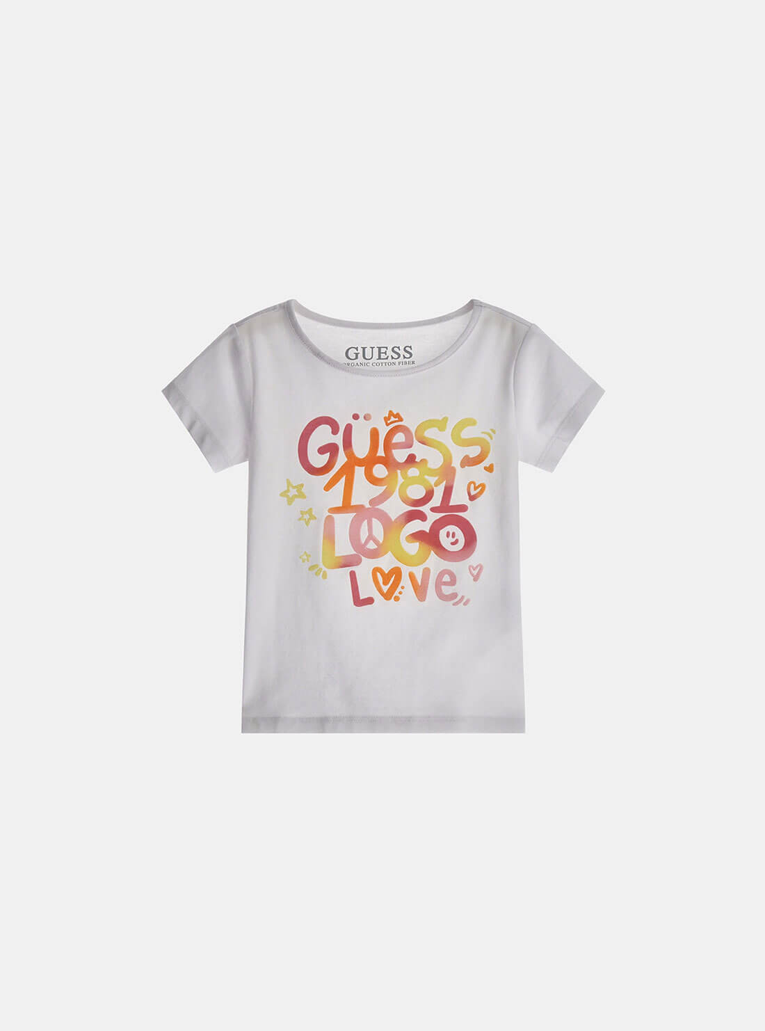 White 1981 Logo Love T-Shirt (2-7) | GUESS Kids | front view