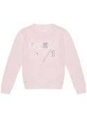 GUESS Ballet Pink Long Sleeve Logo Knit Top (2-7) front view