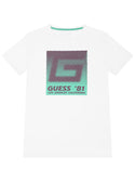 GUESS White Graphic Logo T-Shirt (7-16) front view