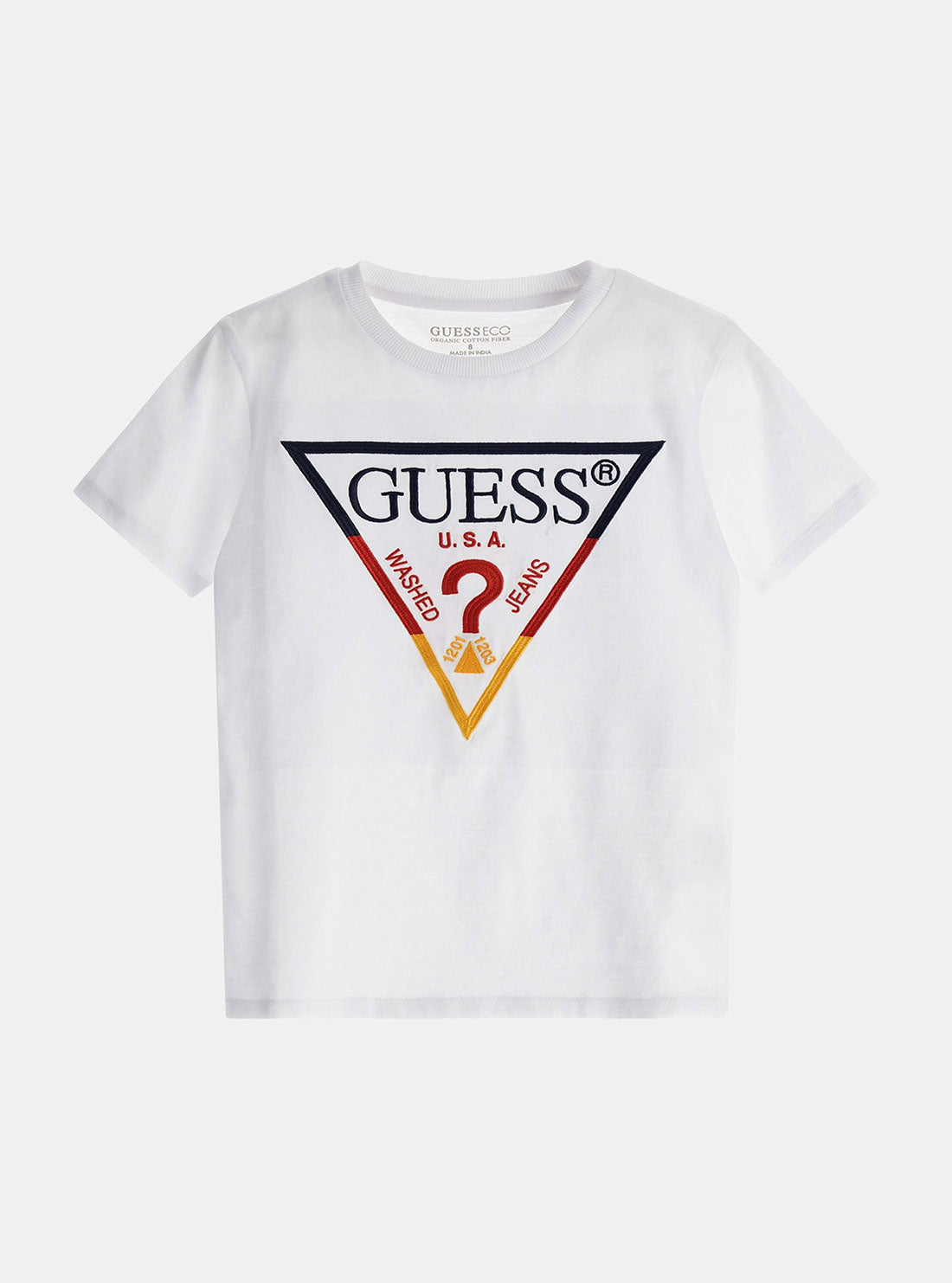 GUESS White Logo Short Sleeve T-Shirt (8-16) front view