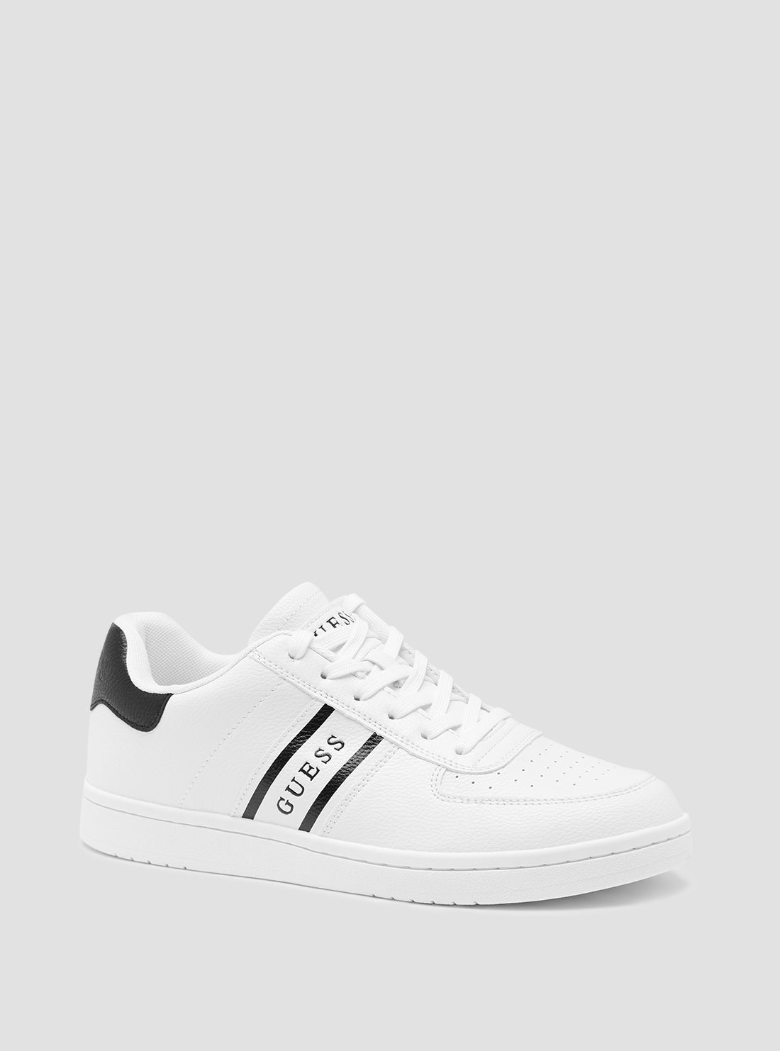 guess mens White Logo Longle Low-Top Sneakers side view