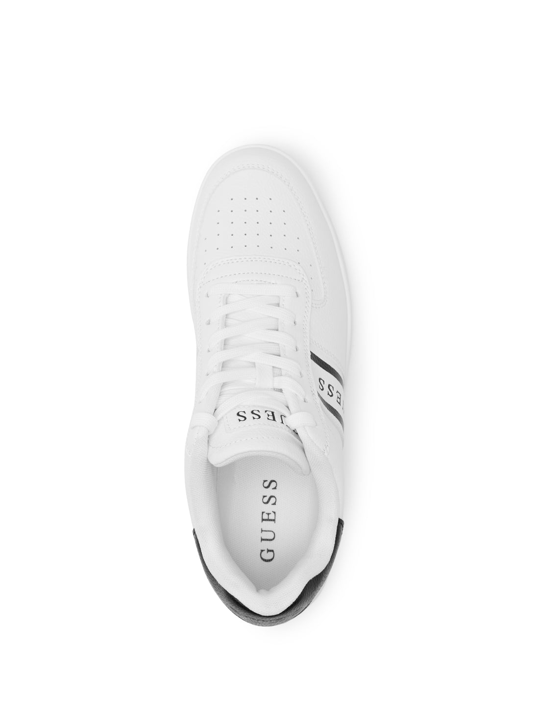 guess mens White Logo Longle Low-Top Sneakers upper view