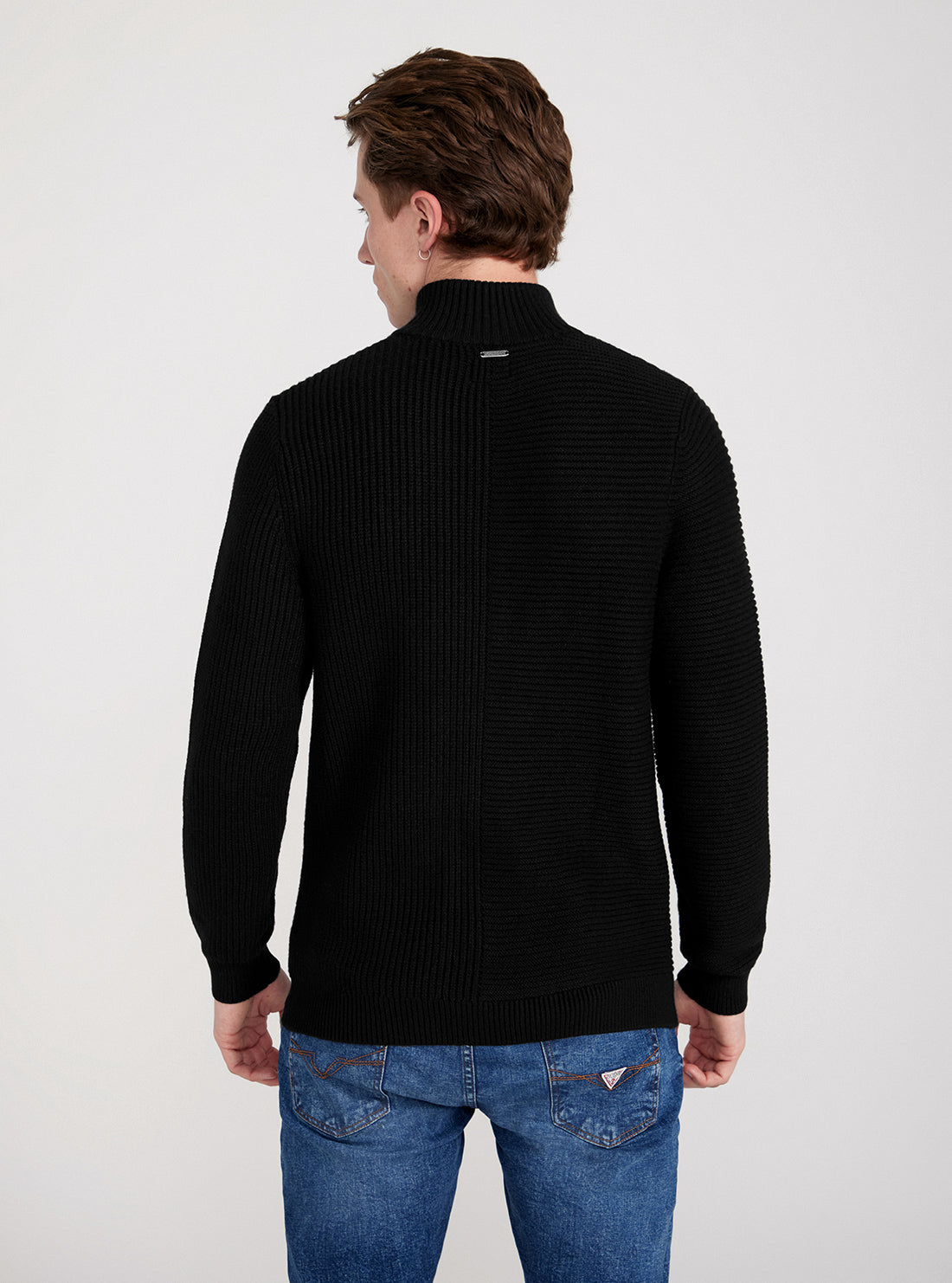 Black Carmen Long Sleeve Mock Neck Sweater back view