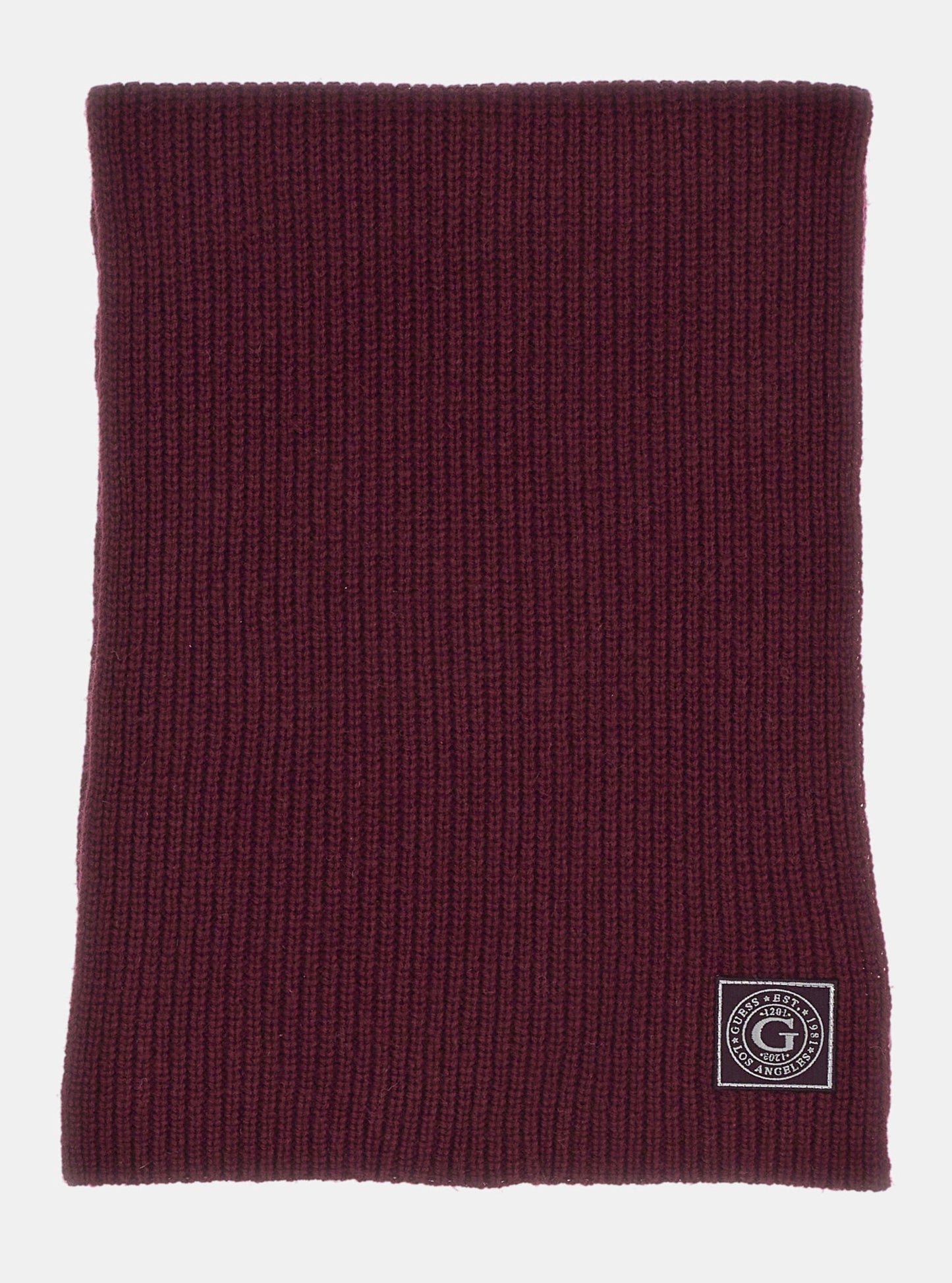 Maroon Hunter Ribbed Scarf | GUESS Men's Accessories | detail view
