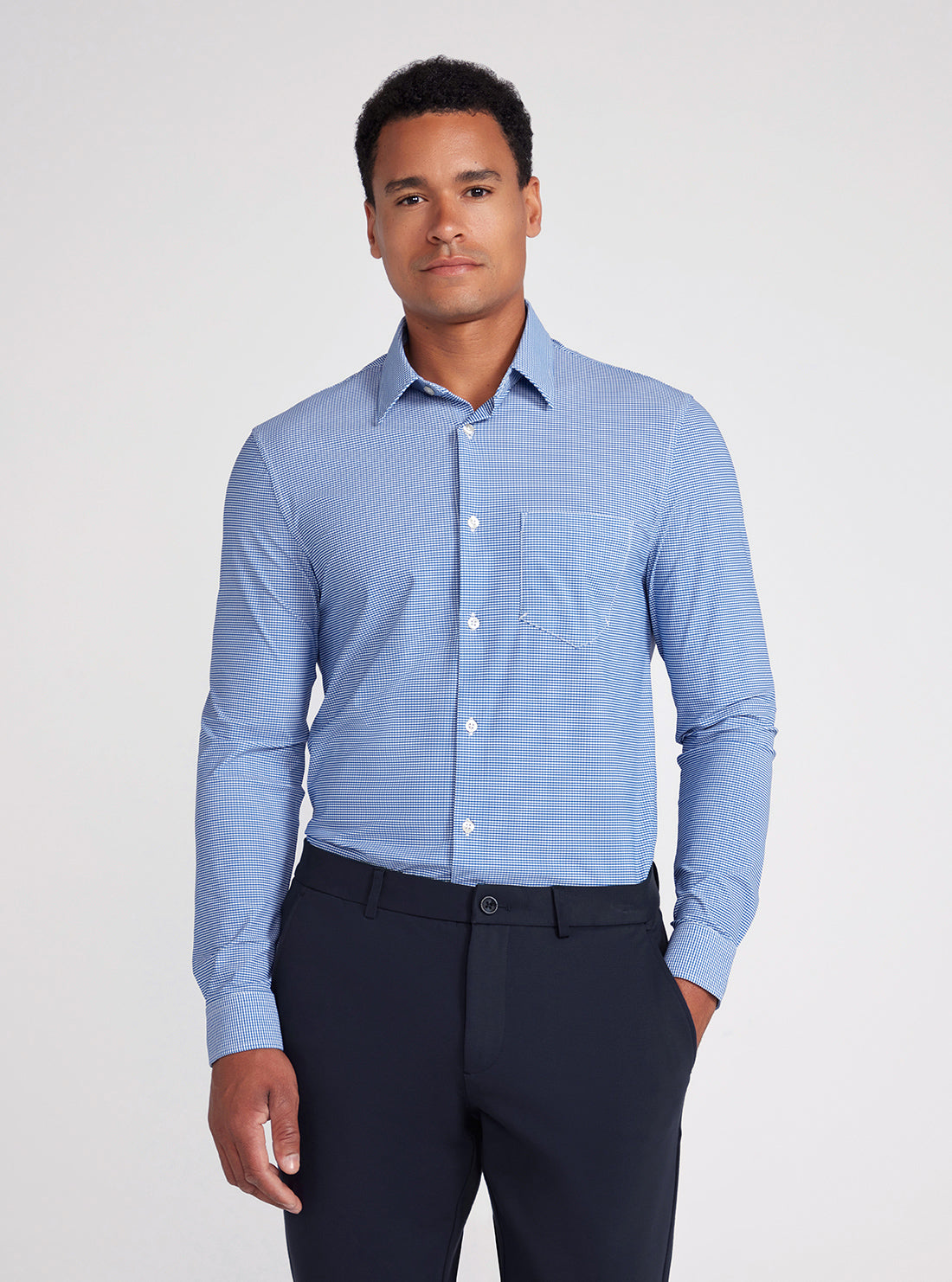 Blue Sunset Tech Stretch Shirt | GUESS men's apparel | front view