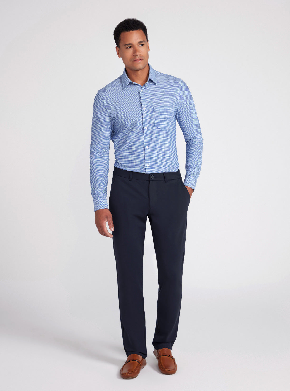 Blue Sunset Tech Stretch Shirt | GUESS men's apparel | full view