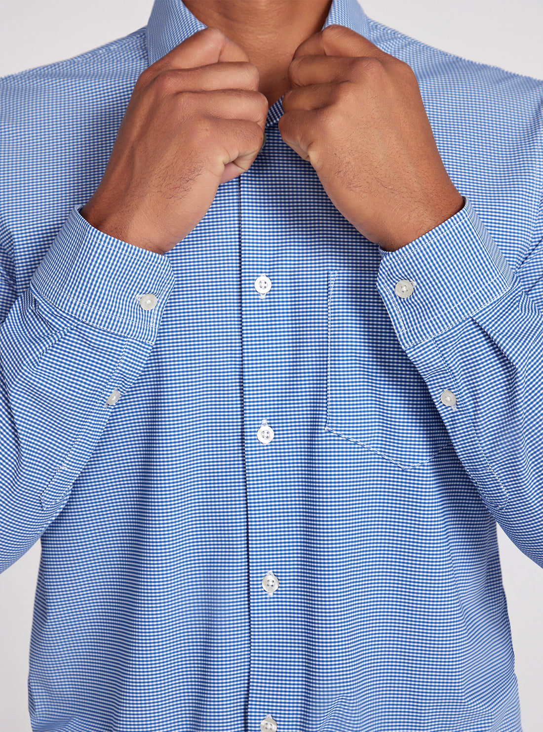 Blue Sunset Tech Stretch Shirt | GUESS Men's apparel | detail view front