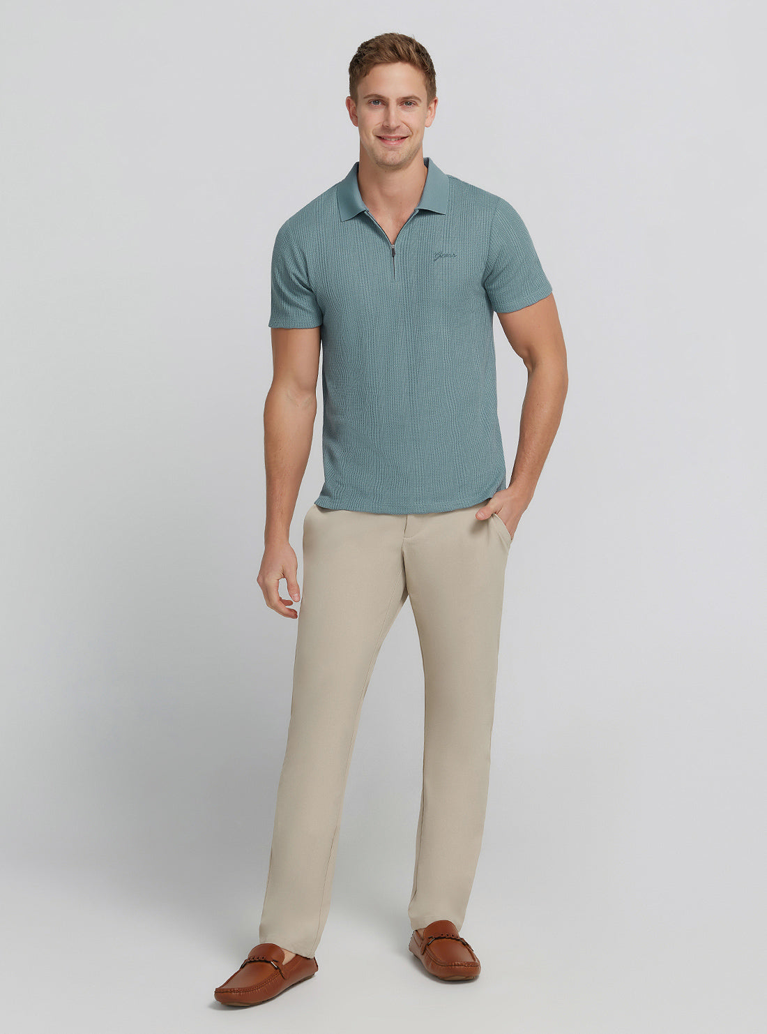 Blue Joshua Knit Shirt | GUESS Men's | Full view