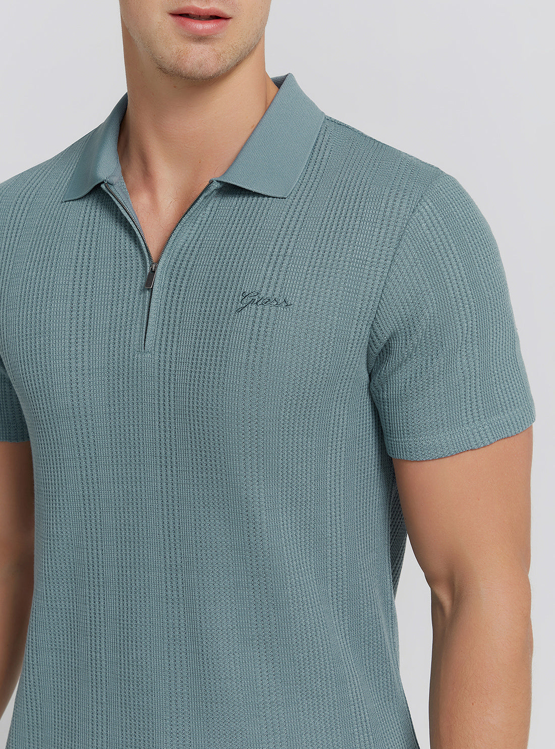Blue Joshua Knit Shirt | GUESS Men's | Detail view