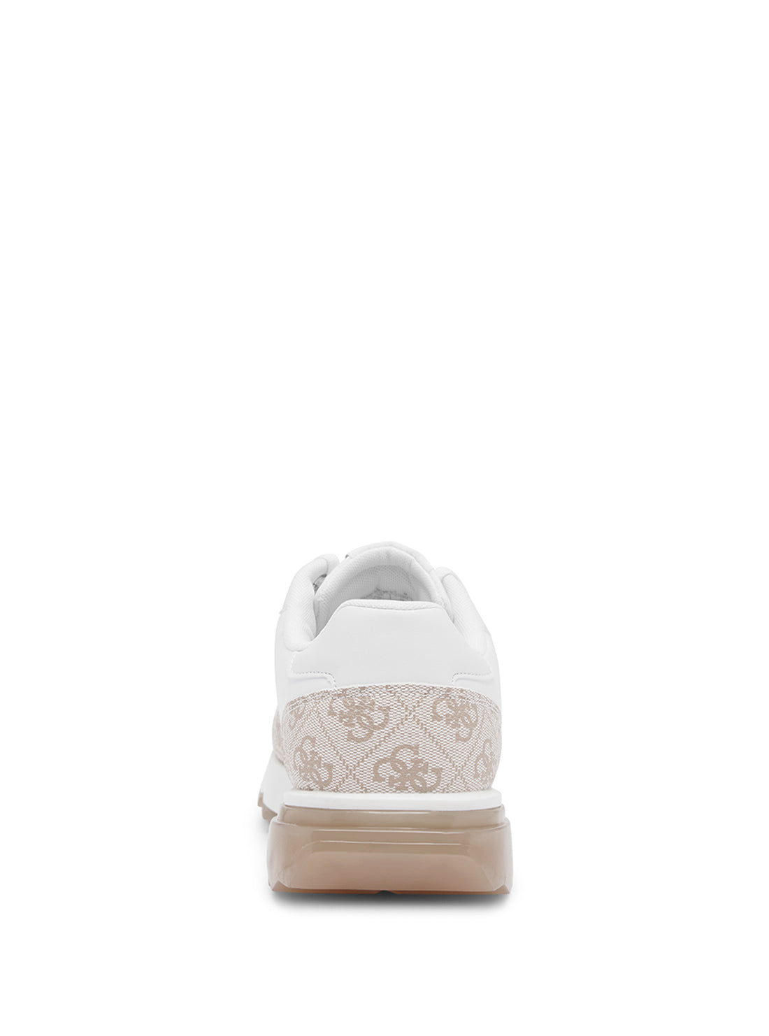 White and Taupe Melany Logo Sneakers | GUESS Women's Shoes | back view