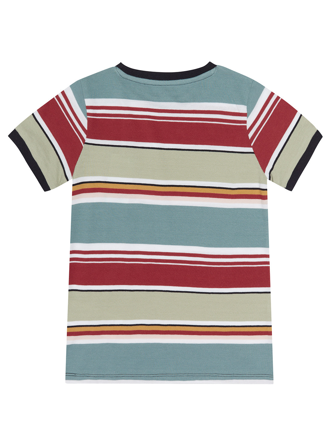 Blue and Red Stripe Logo T-Shirt (2-7) | GUESS Kids | Back view