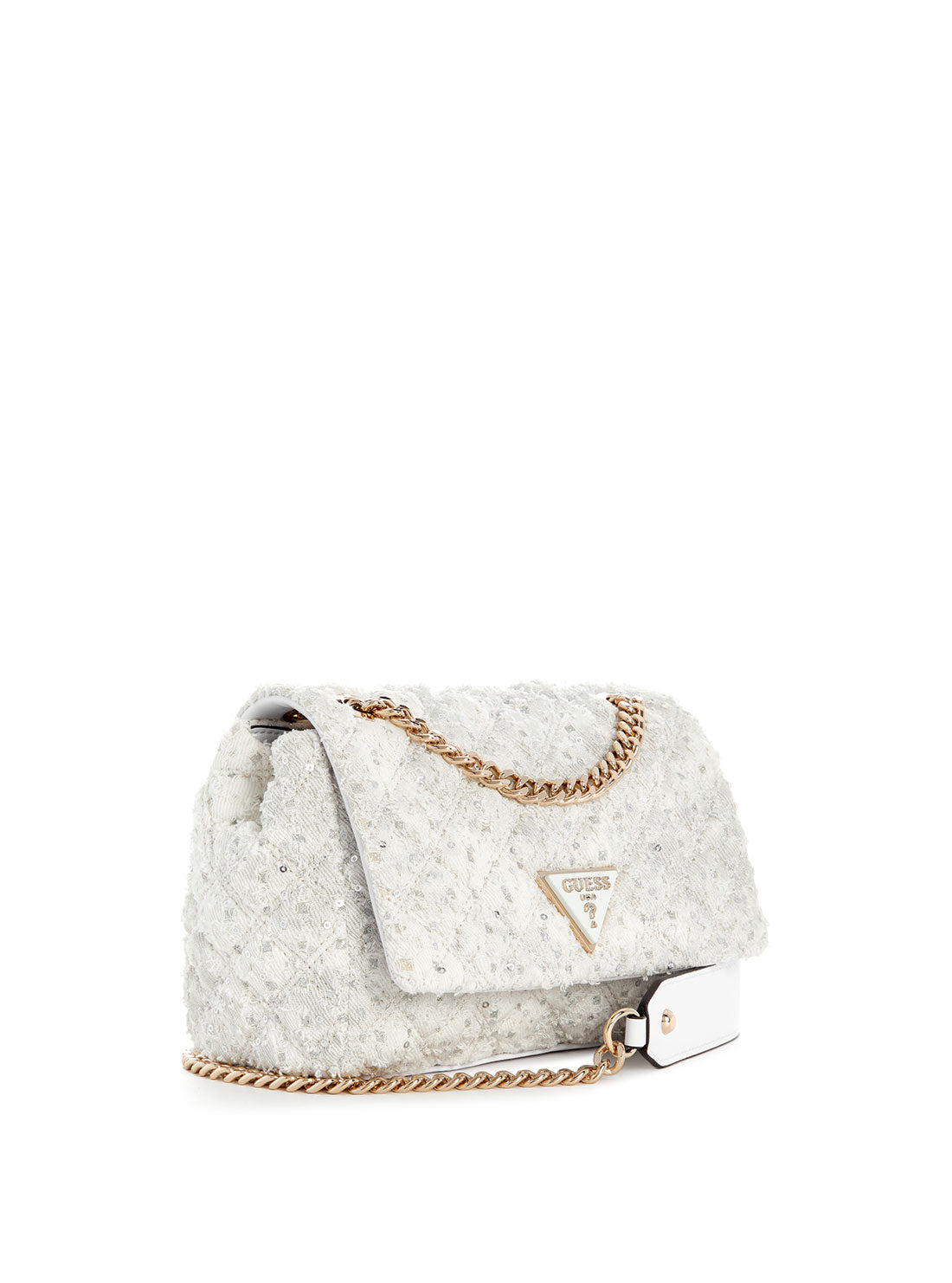 GUESS White Rianee Crossbody Flap Bag side view