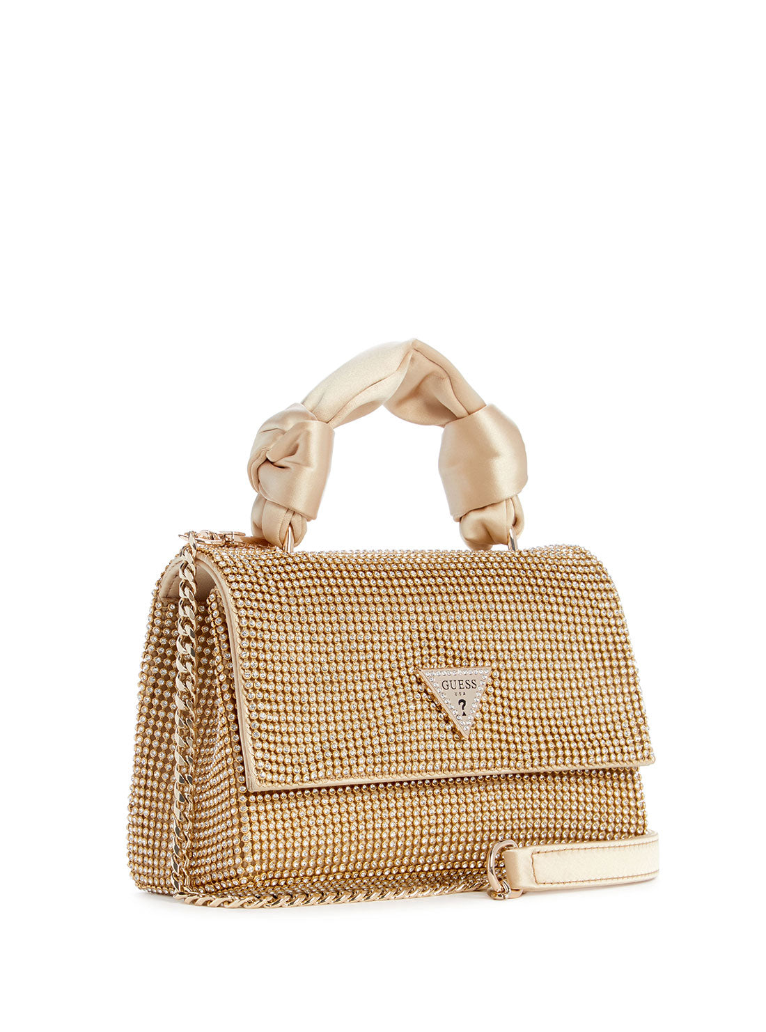 GUESS Gold Lua Top Handle Flap Bag side view
