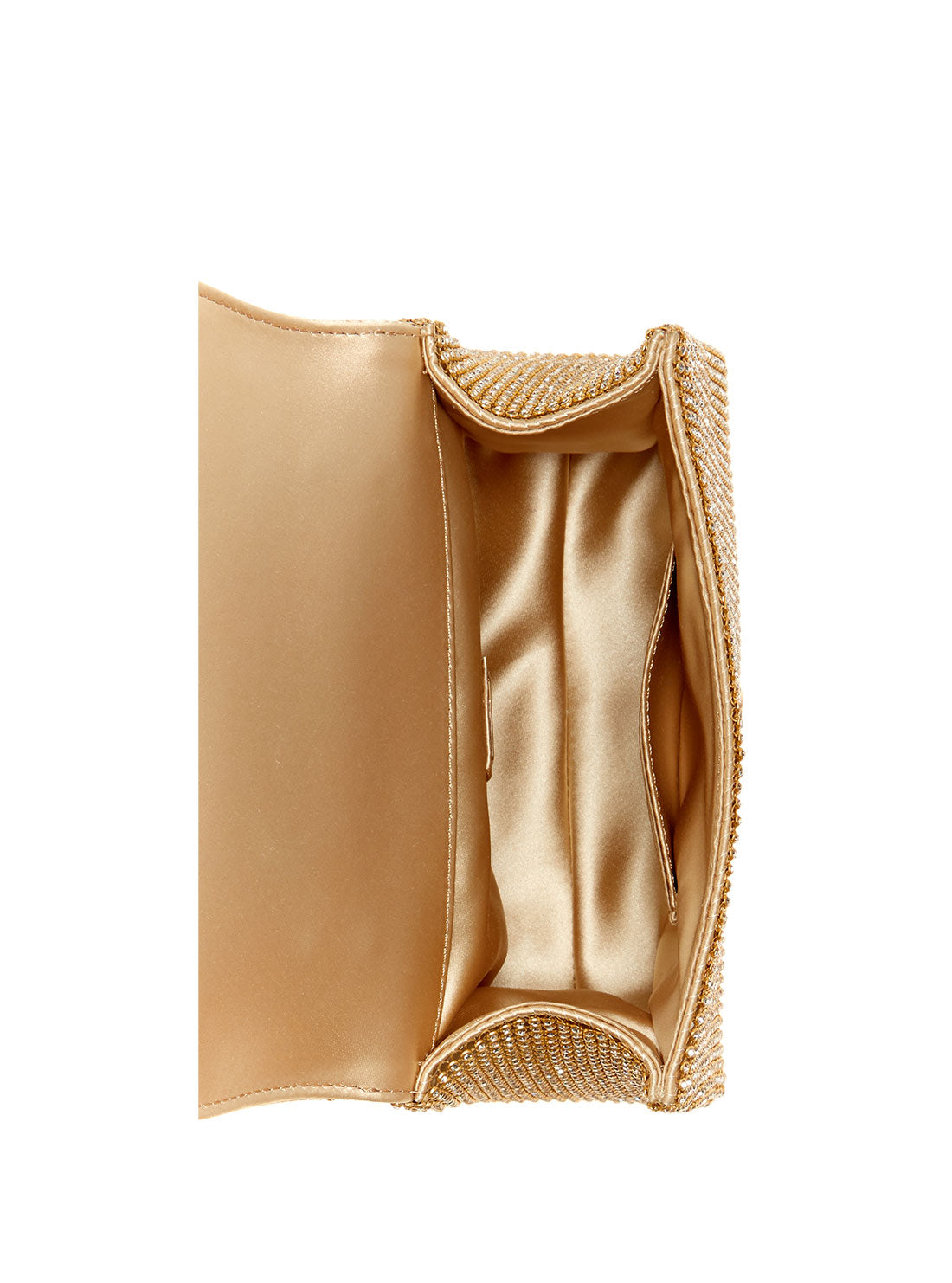 GUESS Gold Lua Top Handle Flap Bag inside view