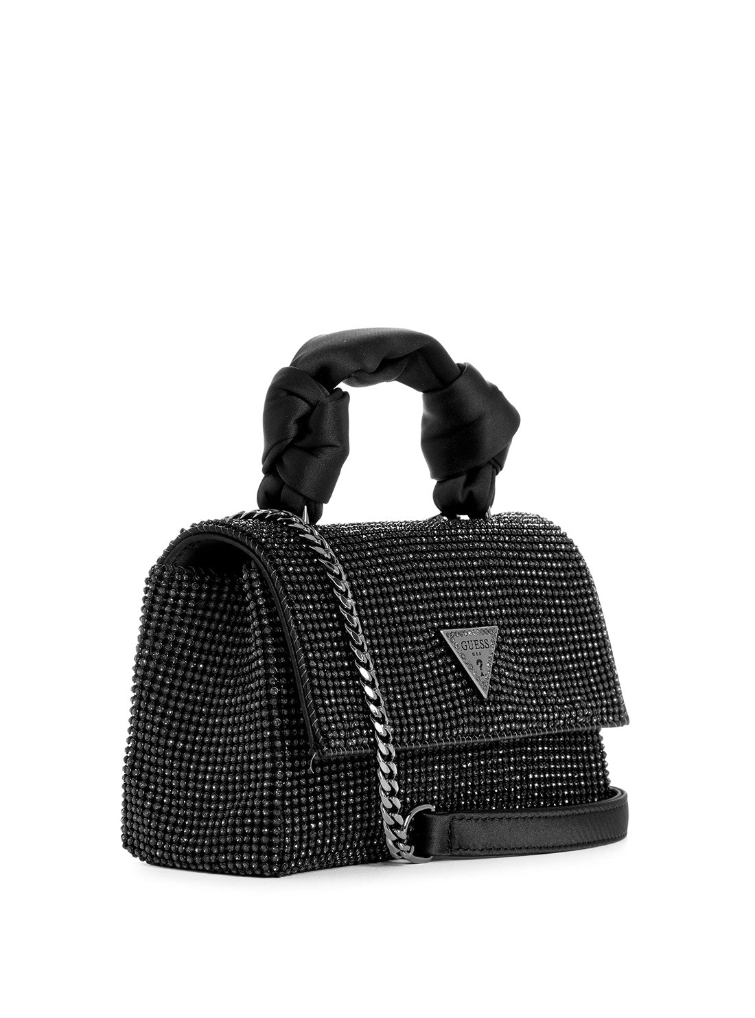 GUESS Black Lua Top Handle Flap Bag side view