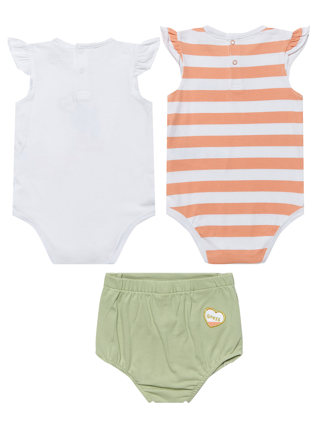 Girl's White and Orange Cacti Onesie with Panties Set (0-9M) | GUESS Kids | back view