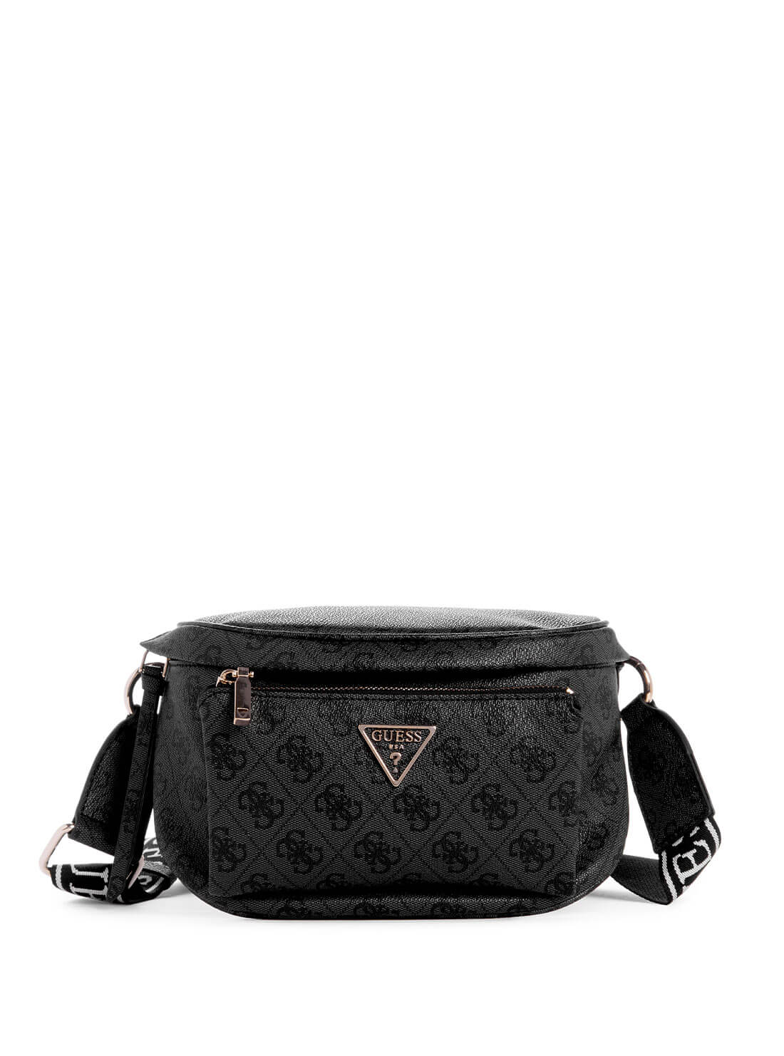 GUESS Black Logo Power Play Sling Bag front view