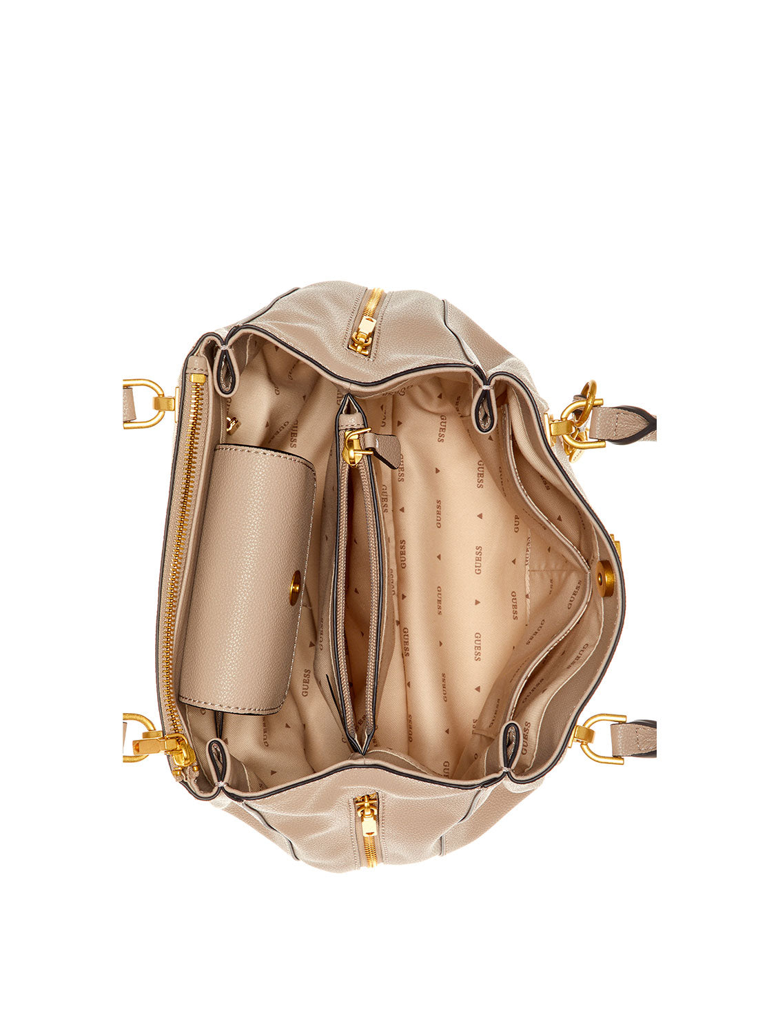 GUESS Beige Cosette Luxury Satchel Bag inside view