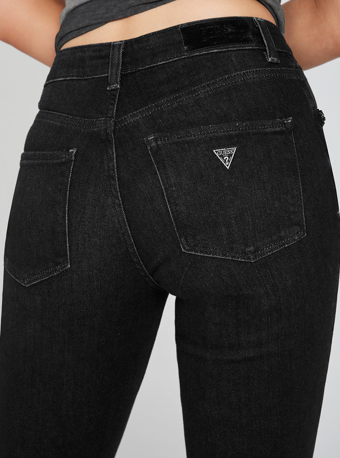 High-Rise Sexy Straight Leg Denim Jeans In Orbit Wash | GUESS Women's Denim | back detail view