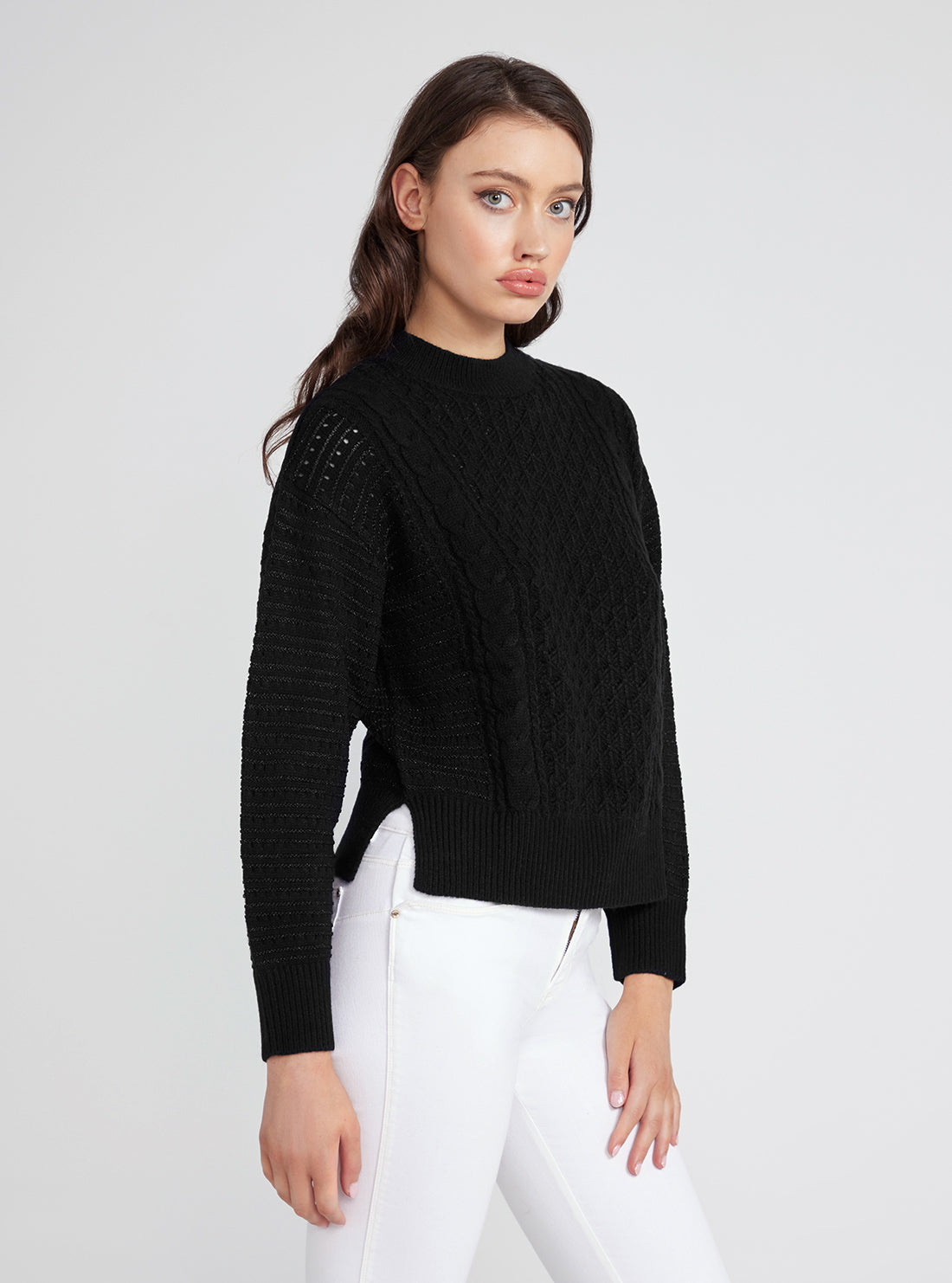 GUESS Black Long Sleeve Edwige Sweater side view
