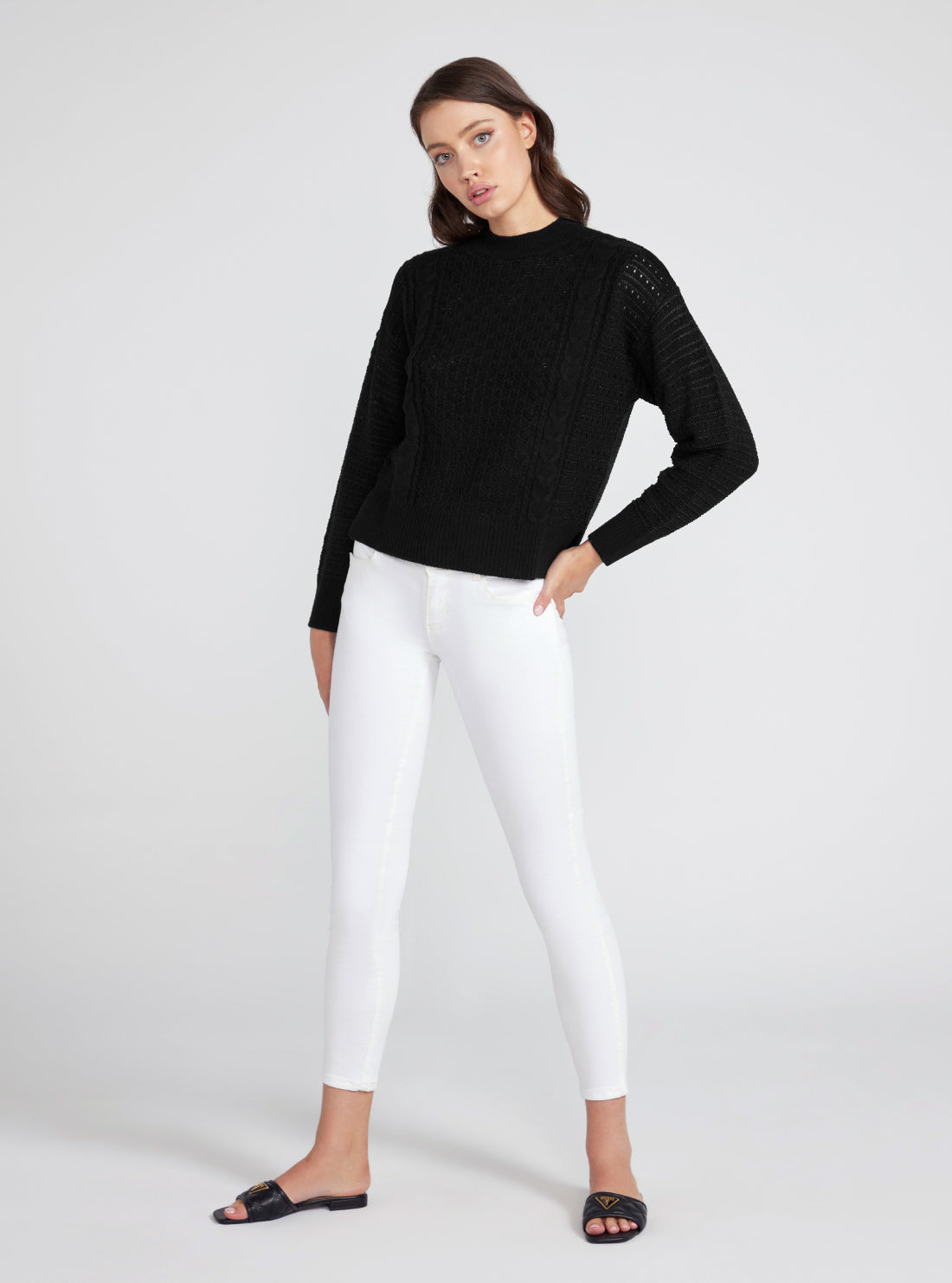GUESS Black Long Sleeve Edwige Sweater full view