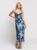 GUESS Blue Floral Print Akilina Maxi Dress front view