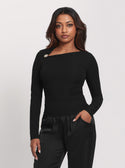 GUESS Black Long Sleeve Febe Top front view