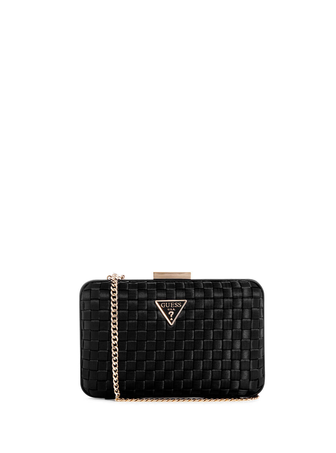 GUESS Black Twiller Minaudiere Clutch Bag front view