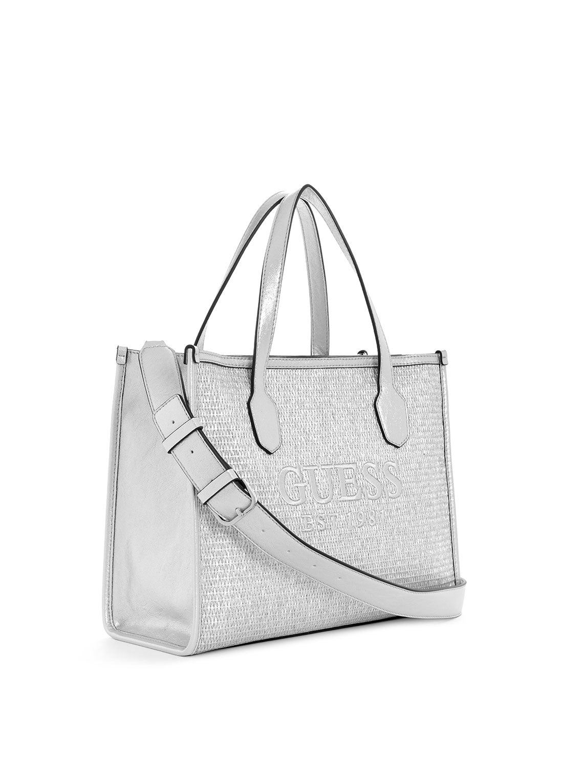 GUESS Silver Silvana Tote Bag side view