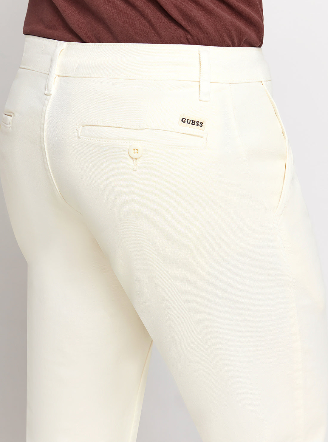 GUESS White Low-Rise Straight-leg Angel Chino Pants close up view