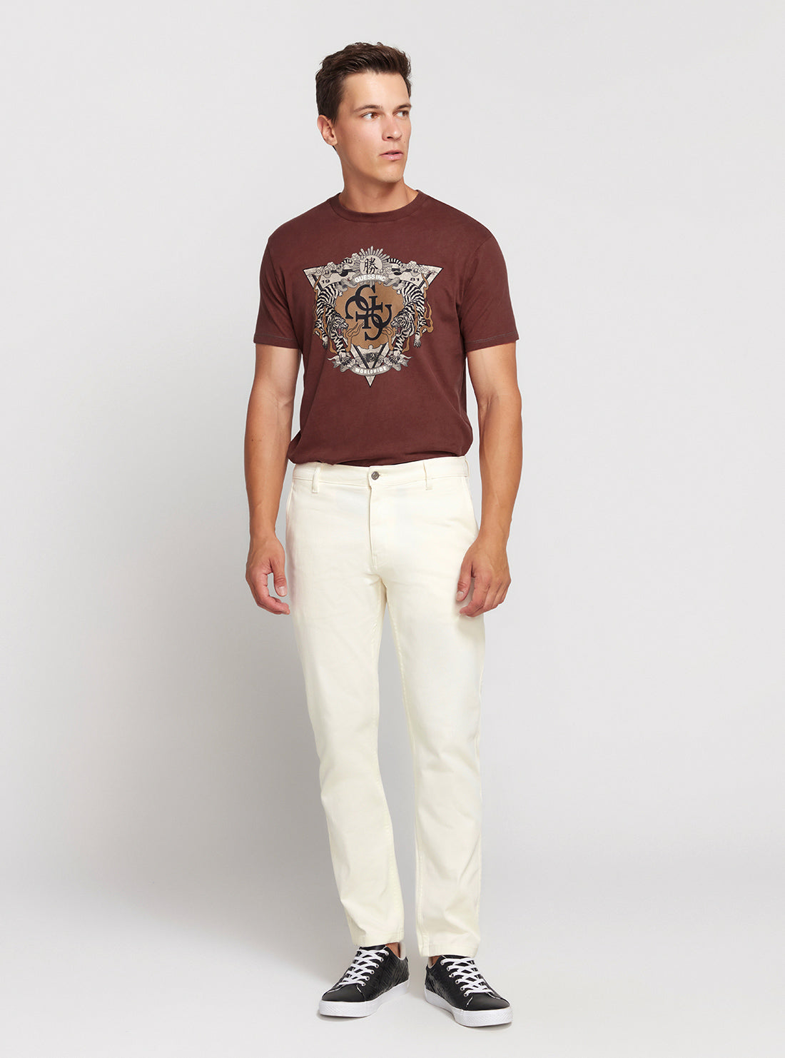 GUESS White Low-Rise Straight-leg Angel Chino Pants full view