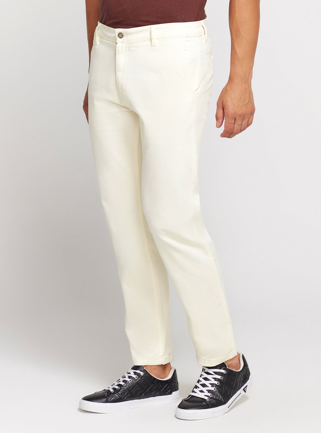 GUESS White Low-Rise Straight-leg Angel Chino Pants side view