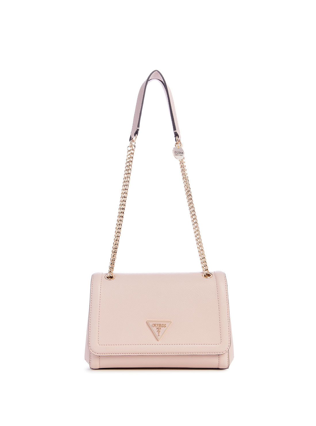 GUESS Pink Noelle Crossbody Flap Bag front view