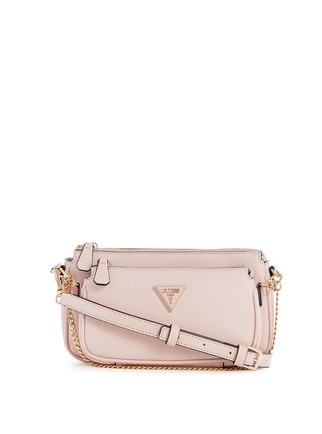 GUESS Pink Noelle Pouch Crossbody Bag front view