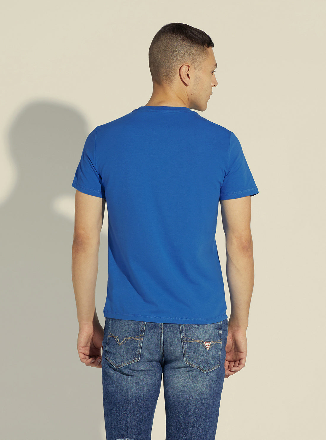 GUESS Men's Blue Jimmy Logo T-Shirt M2YI30J1311 Back View