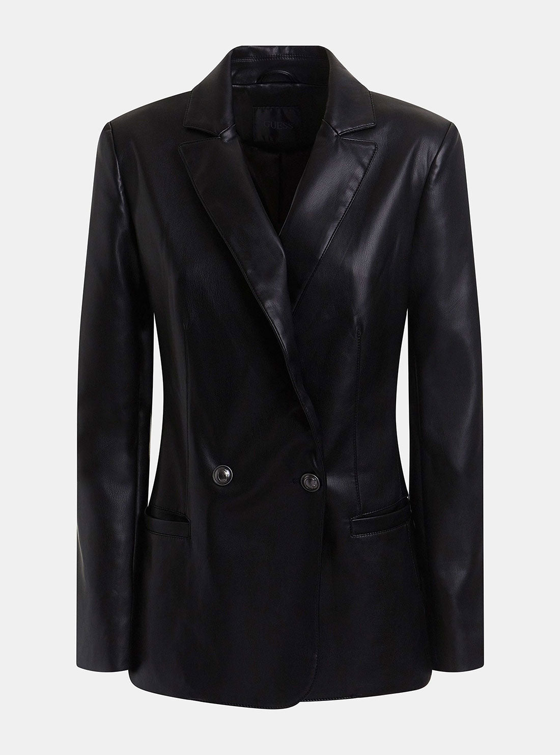 GUESS Women's Black Emelie Faux Leather Blazer W3RN47WF8P0 Ghost View