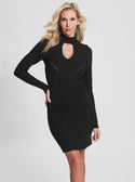 GUESS Women's Eco Black Tatia Knit Mini Dress W3RK46Z2YN2 Front View