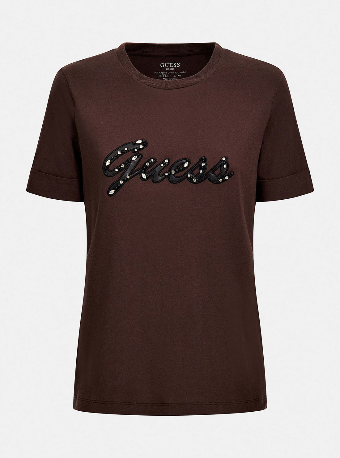 GUESS Women's Eco Brown Java Nichita Logo T-Shirt W2BI15K46D1 Ghost View