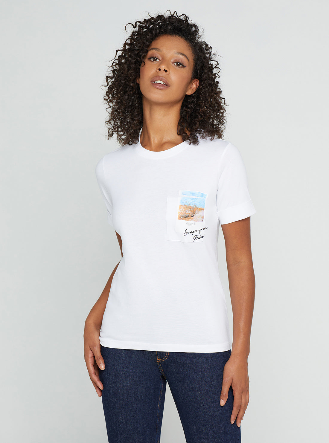 GUESS Women's Eco White Gisela T-Shirt W2BI08I3Z14 Front View