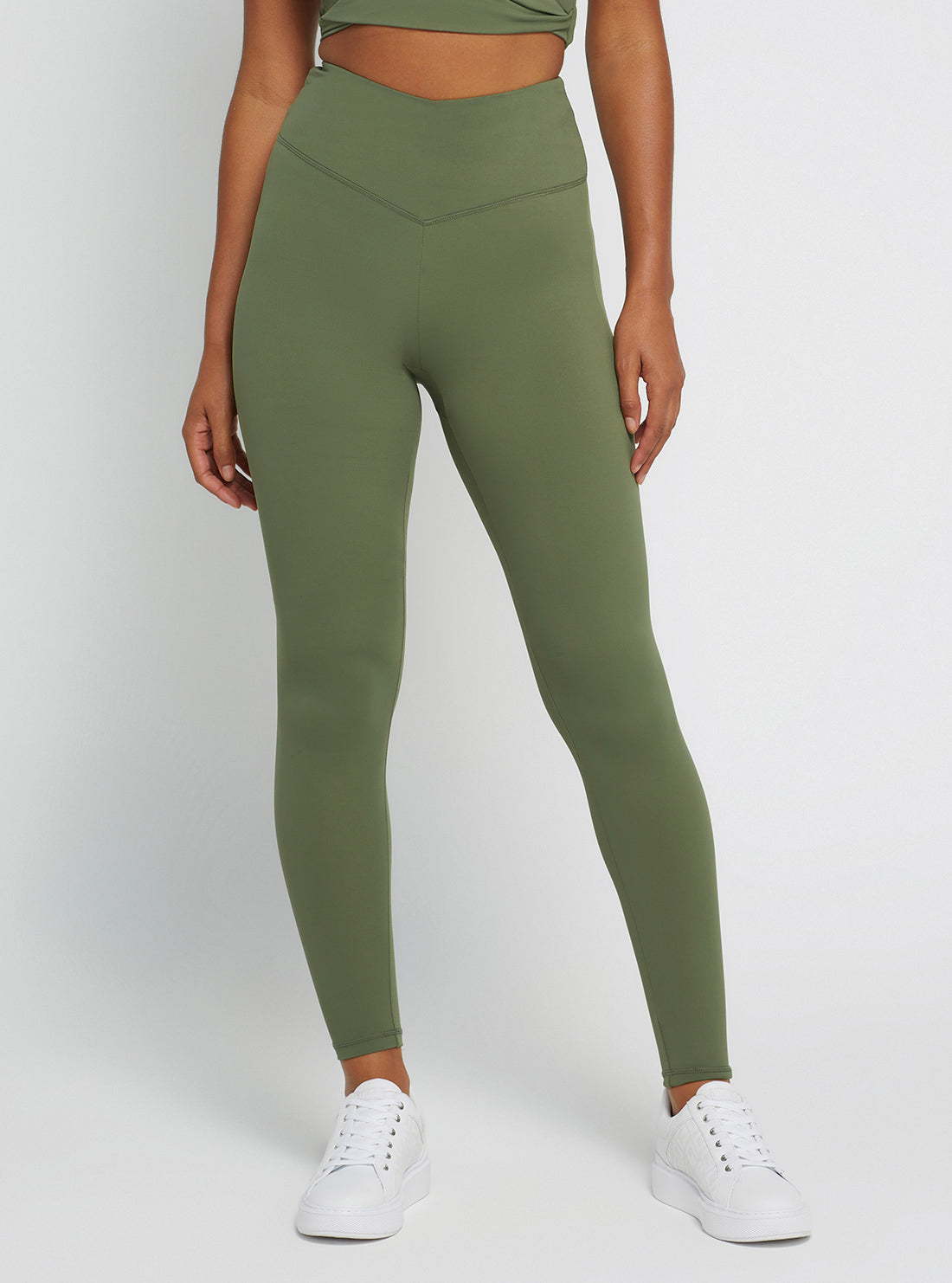 GUESS Women's Green Coline Active Leggings V2BB10MC04Z Front View