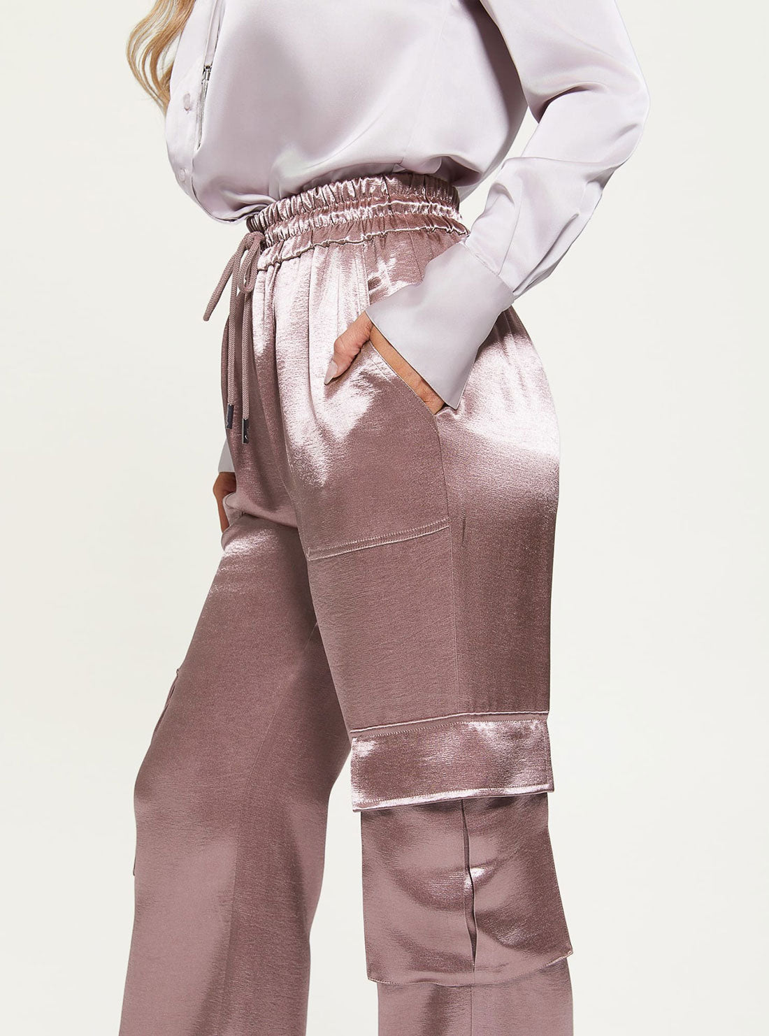 GUESS Women's Rosy Violet Chantal Pants W2BB01WEWN0 Detail View