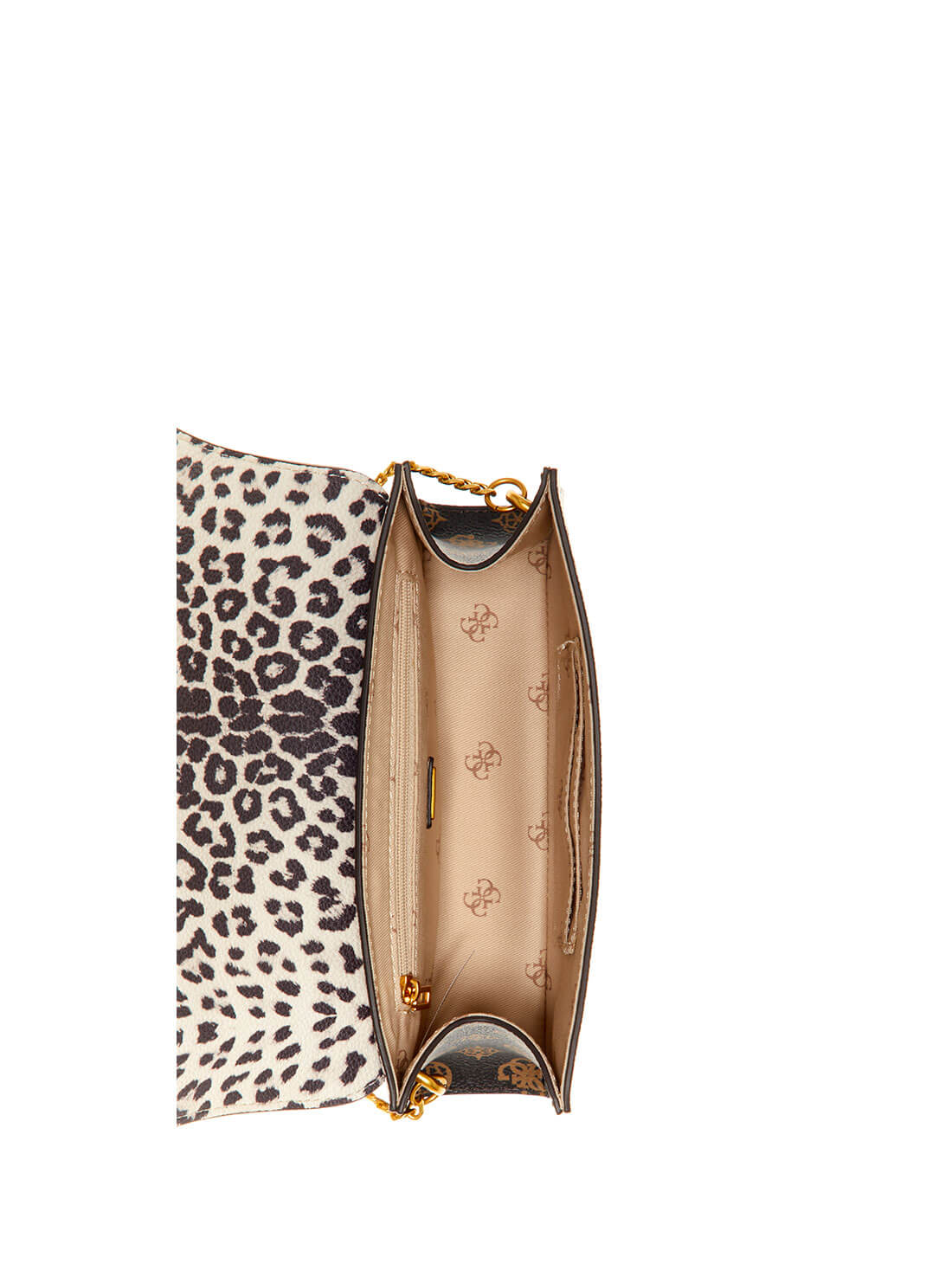 GUESS Womens Pink Leopard Zira Mini Crossbody Bag LA848478 Inside View